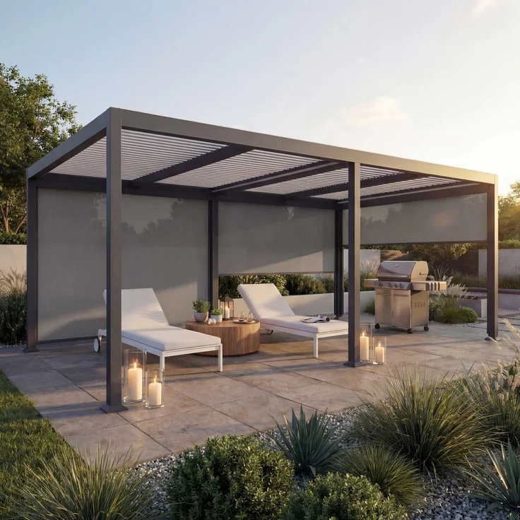 Mendler 'HWC-L41' Pergola mit 3 Seitenwände, Metall anthrazit, 3x6 m – Bild 1
