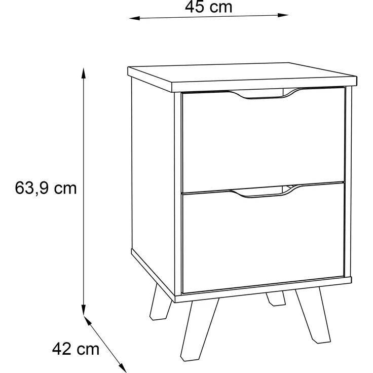 Nachtkommode >VANKKA< 2 Schübe, Planked Eiche Dekor / Weiss - 45x63,9x42cm (BxHxT) – Bild 10