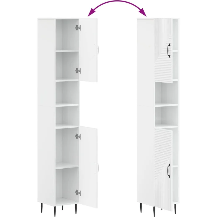 vidaXL 4-teiliges Badezimmer-Schrank-Set HAARLEM Hochglanz Weiß 3417940 – Bild 8