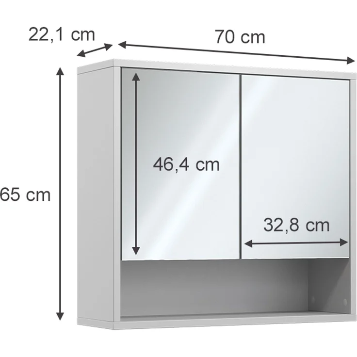 Badspiegelschrank Eliza Weiß 70 x 65 cm mit 2 Türen Vicco – Bild 3