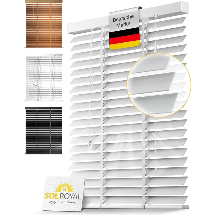 Sol Royal Jalousie SolDecor BE5, Holzjalousie Weiß