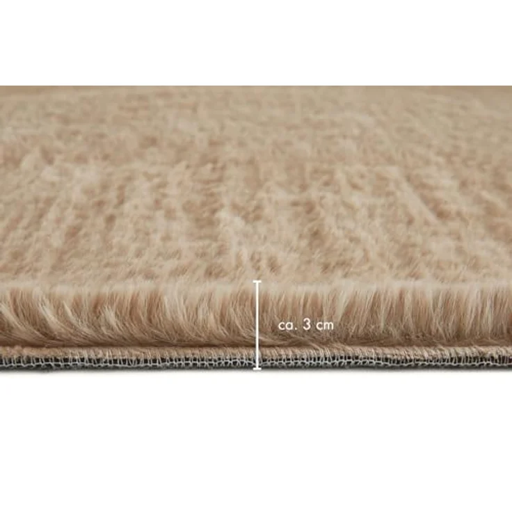 -LUXOR- living Kunstfell Coste Flauschiger Teppich Schlafzimmer - ideal zur Verwendung als Bettvorleger Schlafzimmer - gemütlicher Fellteppich Lammfell Imitat 60 x 120 cm Taupe – Bild 7