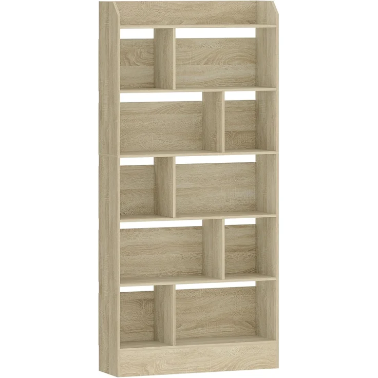Bücherregal, Bücherschrank, mit 6 Fächern, Aufbewahrungsregal, Standregal, für Wohnzimmer, Büro, Schlafzimmer, 24 x 80 x 170 cm, Eichenbeige – Bild 2