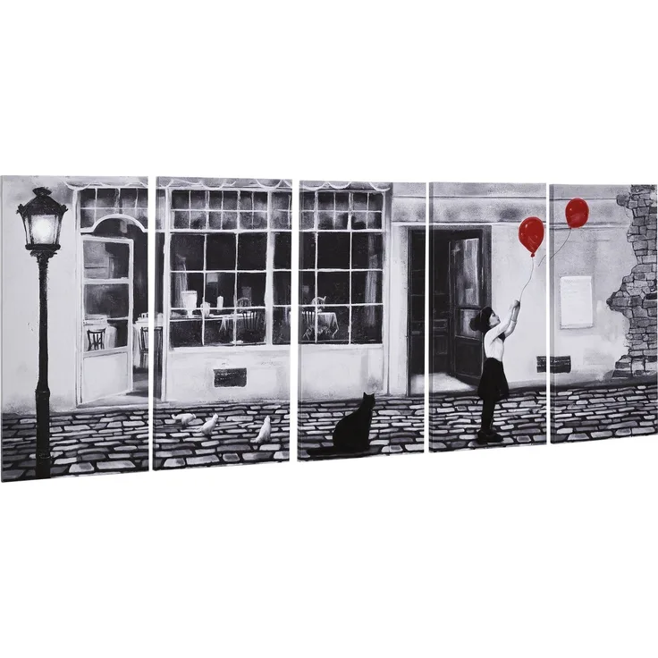 Leinwanddruck mit kleinem Mädchen, 200.0×80.0×2.8cm, Schwarz weiß rot, MELAYR