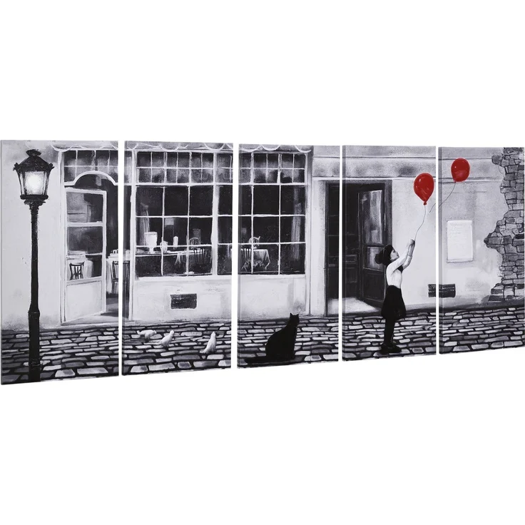 Leinwanddruck mit kleinem Mädchen, 200.0×80.0×2.8cm, Schwarz weiß rot, MELAYR – Bild 1