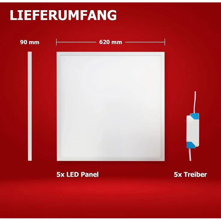 5x LED Panel 62x62 Neutralweiß 4000K 36W dimmbar 0-10V PLs3.0 – Bild 6