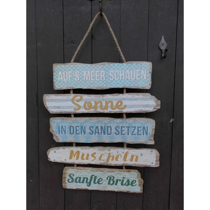 Deko-Impression Hängedekoration Schild Meer Sonne Strand - Holz/MDF a. Kordel Geschenk 40 cm (1 St) – Bild 1
