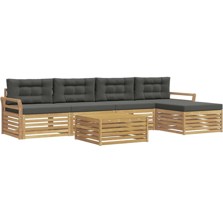vidaXL Outdoor-Sofagarnitur 6 stk. 5-Sitzer Weiß und Anthrazit 3390367 – Bild 2
