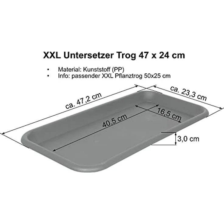 Heimwerkercenter Pflanzkübel MePla Untersetzer für Pflanzentrog47x24cm - Anthrazit – Bild 3