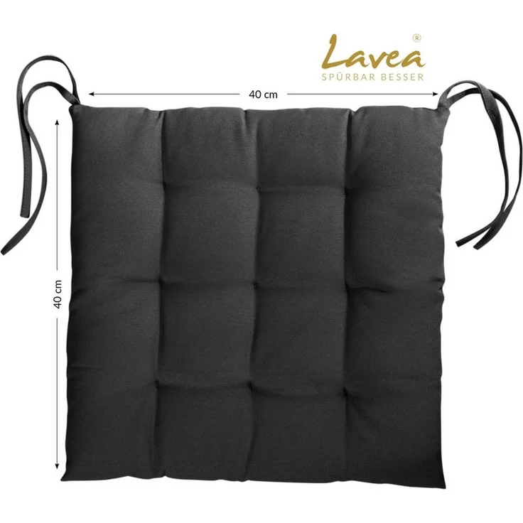 Lavea Stuhlkissen Lavea® Sitzkissen & Stuhlkissen 40x40 cm – 4er/8er Set, 40x40x3 cm, mit Stoffbändern, Indoor & Outdoor, für Garten & Balkon – Bild 4
