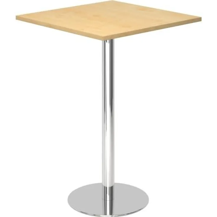 Stehtisc STH08, 80x80cm, Ahorn / Chrom
