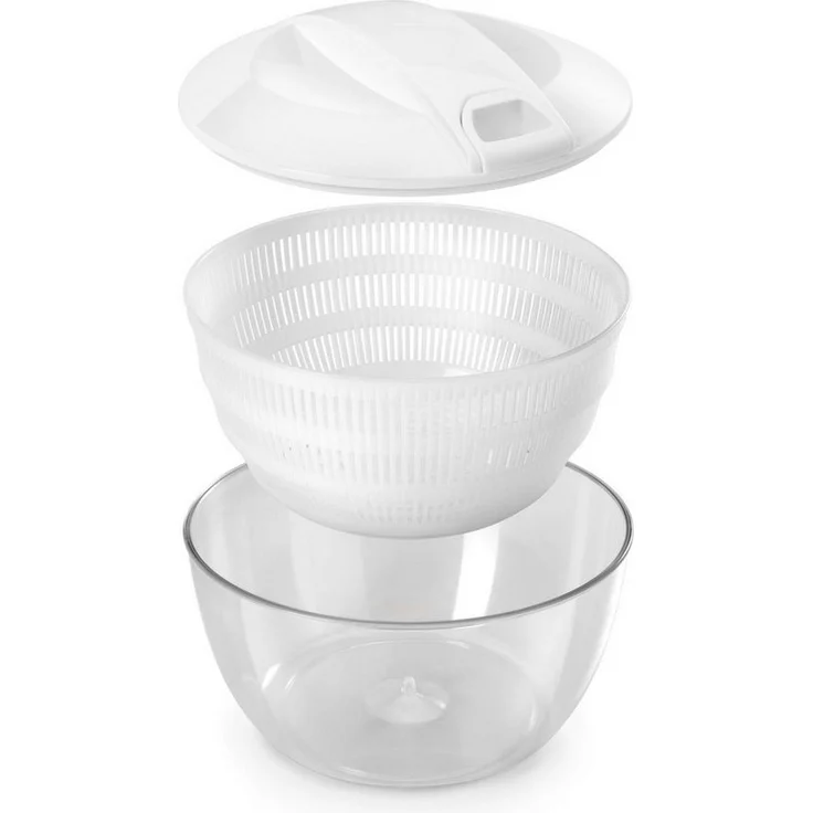 Gravidus Salatschleuder Salatschleuder 24 cm mit Seilzug, 4 L, Kunststoff weiß/transparent – Bild 3
