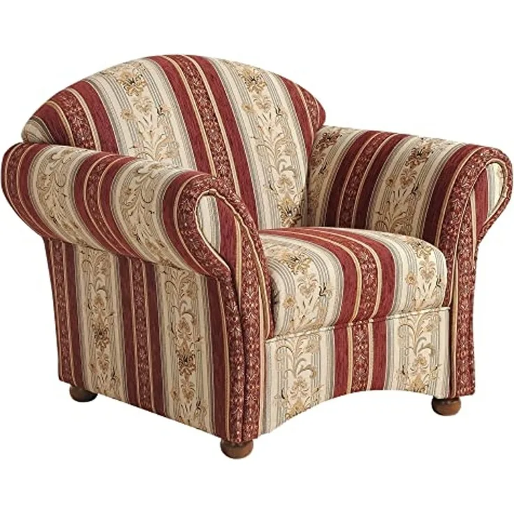 Sessel Kama Bezug Chenille Buche nussbaum dunkel / rot 21537