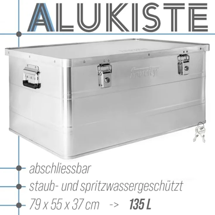 Trucky Allzweckkiste Aluminium Box mit Deckel Silber Alukiste 135 Liter Kiste Abschliessbar – Bild 2