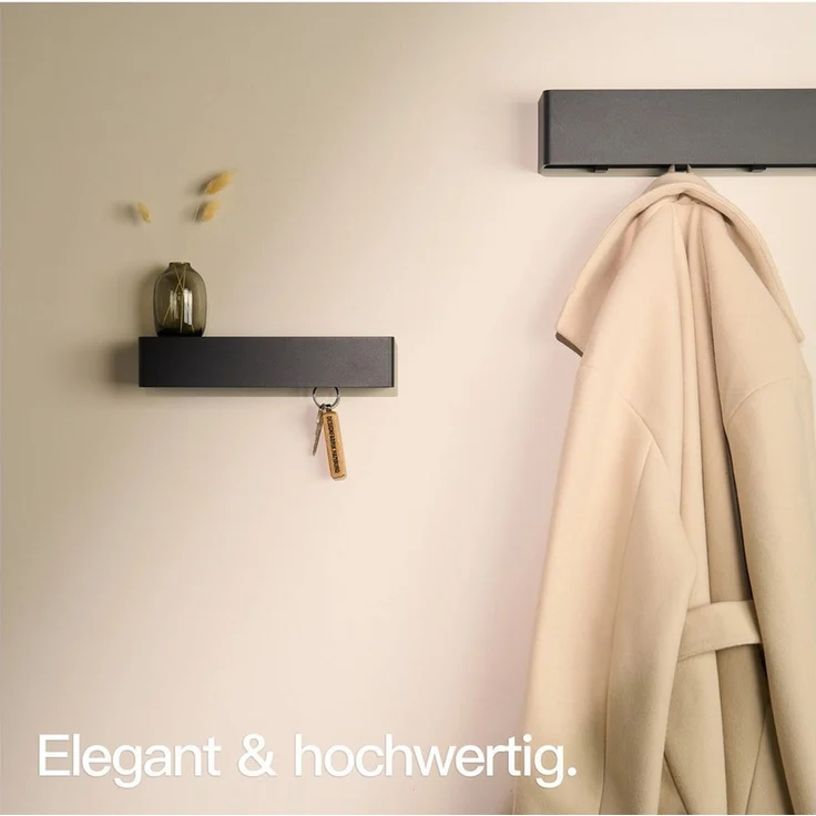 Designfabrik Hamburg Schlüsselbrett Schlüsselbrett aus Aluminium mit Ablage, minimalistisches Design, Pulverbeschichtet, einfache Montage – Bild 3