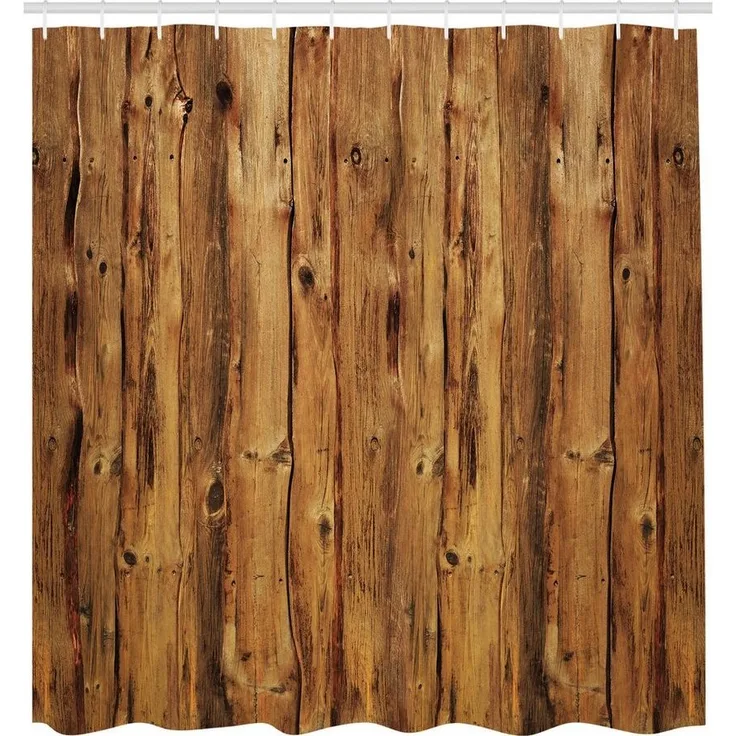 Abakuhaus Duschvorhang Moderner Digitaldruck mit 12 Haken auf Stoff Wasser Resistent Breite 175 cm, Höhe 180 cm, Rustikal Holzwald Bäume Kunst