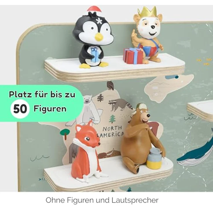 stadtecken Holzregal für Musikbox I Geeignet für die Toniebox und ca. 50 Tonies I Perfekte Tonie Aufbewahrung im Kinderzimmer I Zum Aufstellen oder Aufhängen I Atlas, groß – Bild 5