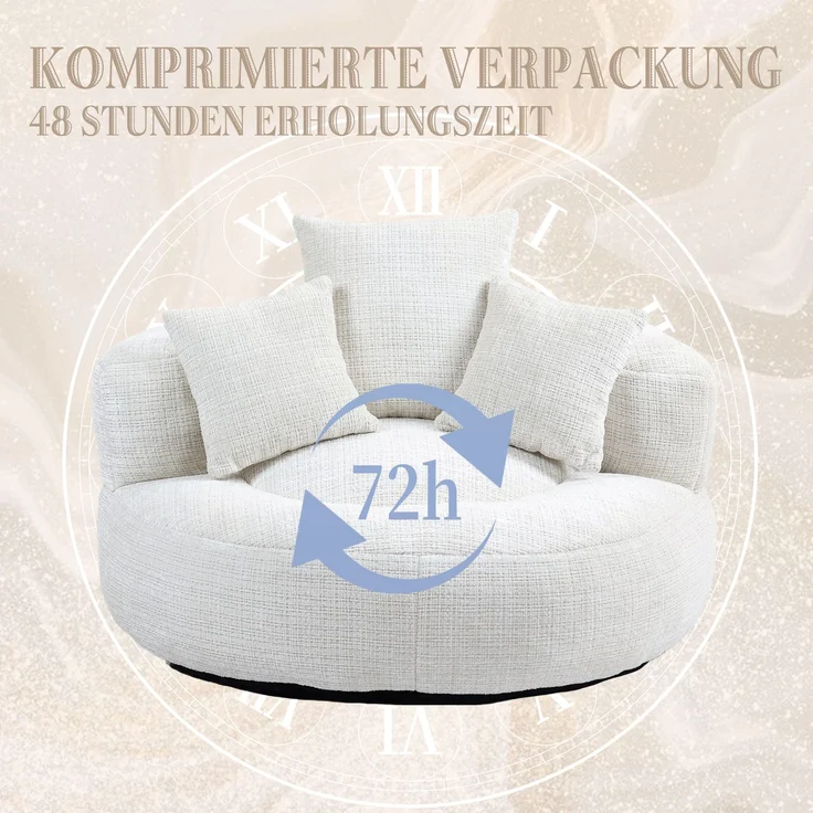Lazy Sofa Durable Komfort Lounger hohen Rücken Sitzsack Stuhl Couch mit drei Kissen für Erwachsene und Kinder, Indoor & Outdoor, Single Gaming Sofa Stuhl für Schlafzimmer, Büro (Beige Chenille)--Beige--108x108x52cm--YOUDENOVA – Bild 6