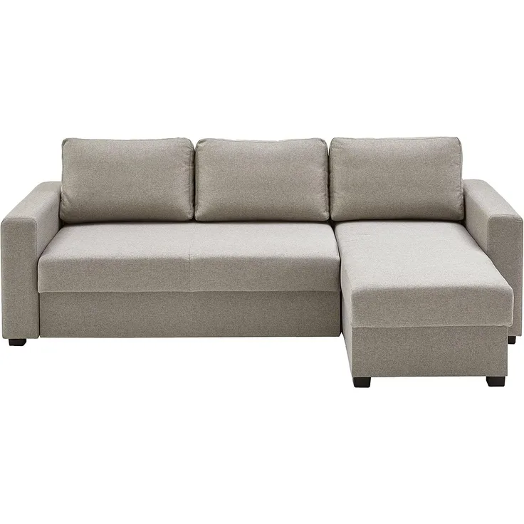 Atlantic Home Collection Dublin Schlafsofa mit Bettkasten, Polyester, Warmes Grau, L-Form Sofa