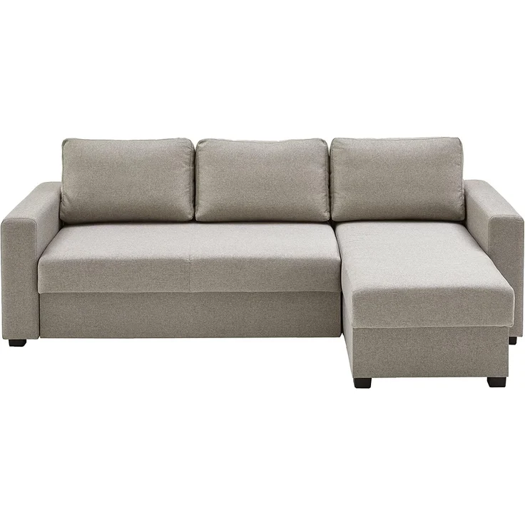 Atlantic Home Collection Dublin Schlafsofa mit Bettkasten, Polyester, Warmes Grau, L-Form Sofa – Bild 1