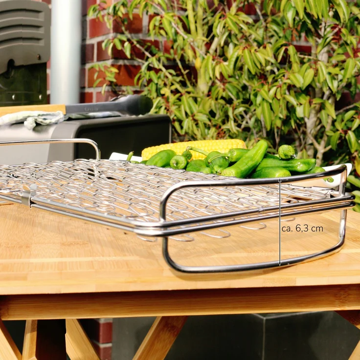 bremermann Grillkorb dehnbar // Edelstahl // 42 x 23,5 cm // für ganzen Fisch, Fleisch, Gemüse – Bild 6