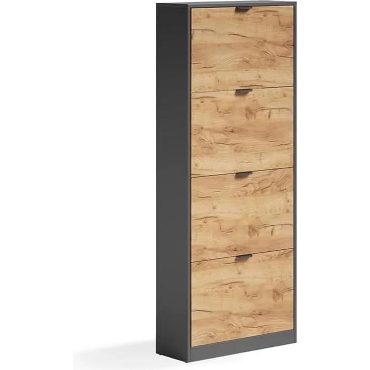 Schuhkipper Gizmo Goldkraft Eiche/Anthrazit 59 x 146.6 cm mit 4 Fächern Vicco – Bild 1