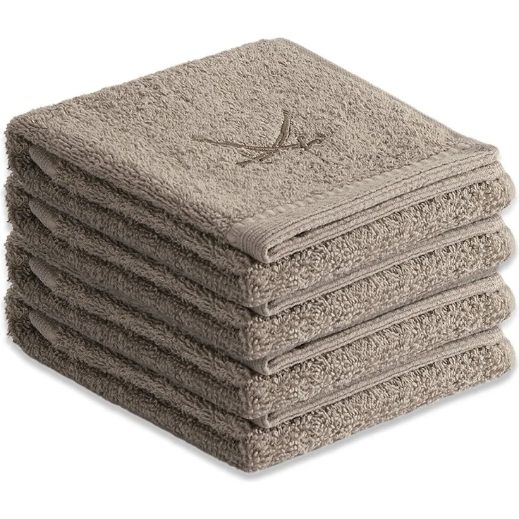 Sansibar Sylt Gästehandtücher Sansibar Sylt Handtuch Gästetuch Frottier-Serie Classic (Set, 4-tlg), mit hochwertiger Sansibar Säbel-Stickerei
