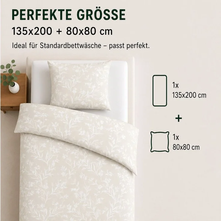 Malika Bettwäsche 135x200 + 80x80 cm atmungsaktiver Bettbezug, moderne Designs, Baumwolle, 2 teilig, pflegeleicht, hautfreundlich, angenehm weicher Stoff – Bild 3