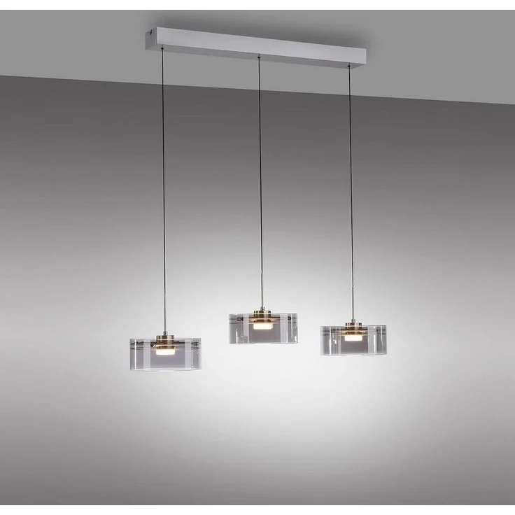 LED-Pendelleuchte MONDO Karena 74 cm, Glas, Metall, Silber, 74 x 180 x 18 cm – Bild 2