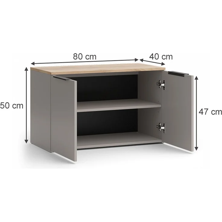 Kommode Wido Greige 80 x 50 cm mit 2 Türen Vicco – Bild 2