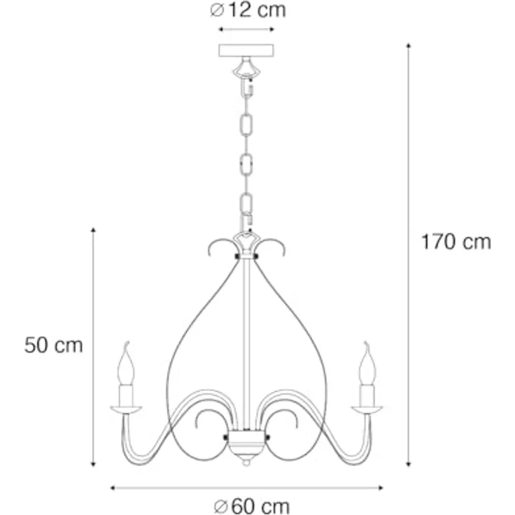 Qazqa Kronleuchter Giuseppe, ohne Leuchtmittel, E14, Rostbraun, Landhaus, Stahl, 5-flammig – Bild 4