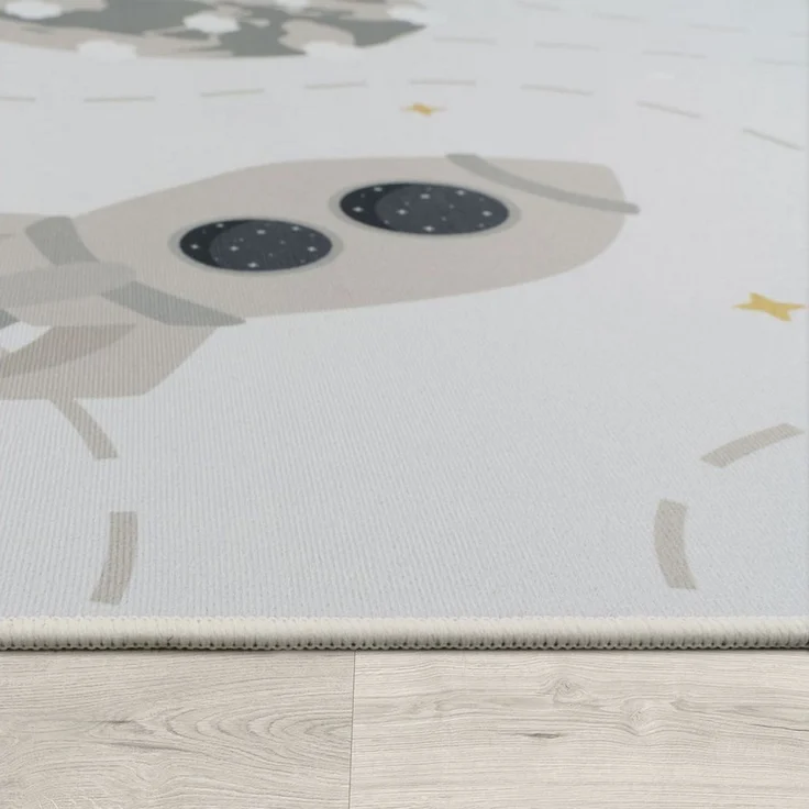 TT Home Teppich Kinderzimmer, Rechteckig, Höhe: 4 mm, Kinderzimmerteppich Teppich Kinderteppich Rutschfest Planeten Sterne R – Bild 3