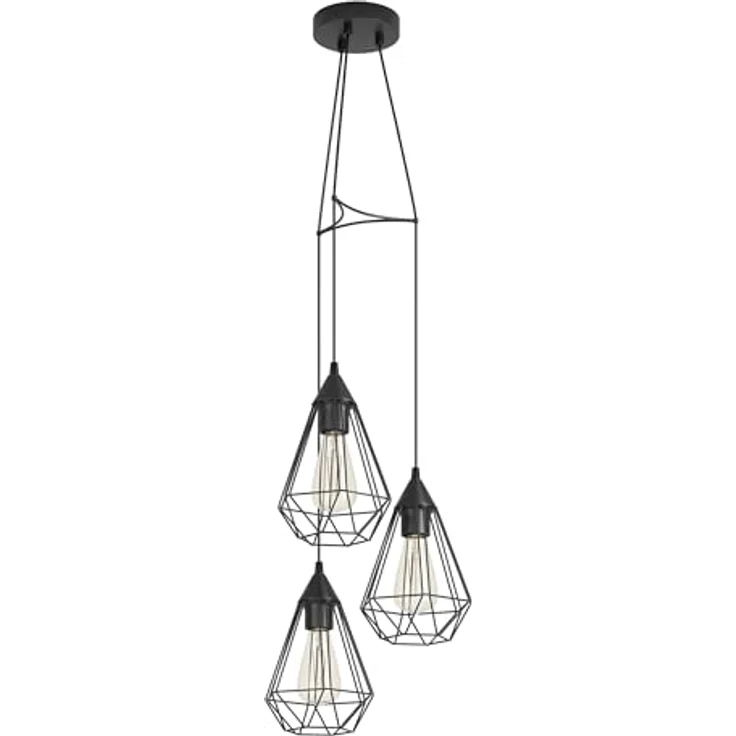 Eglo 'Tarbes' Rondell-Hängeleuchte, Stahl schwarz, dimmbar, E27, 3x40W – Bild 2