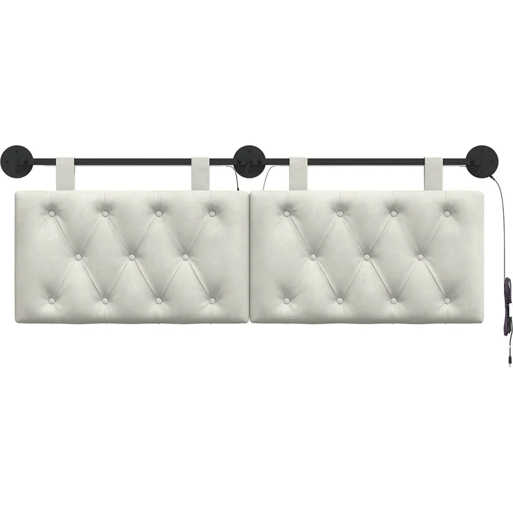 vidaXL Hängendes Kopfteil Mit LED Licht Creme Samt 7 x 130 x 55 cm – Bild 6