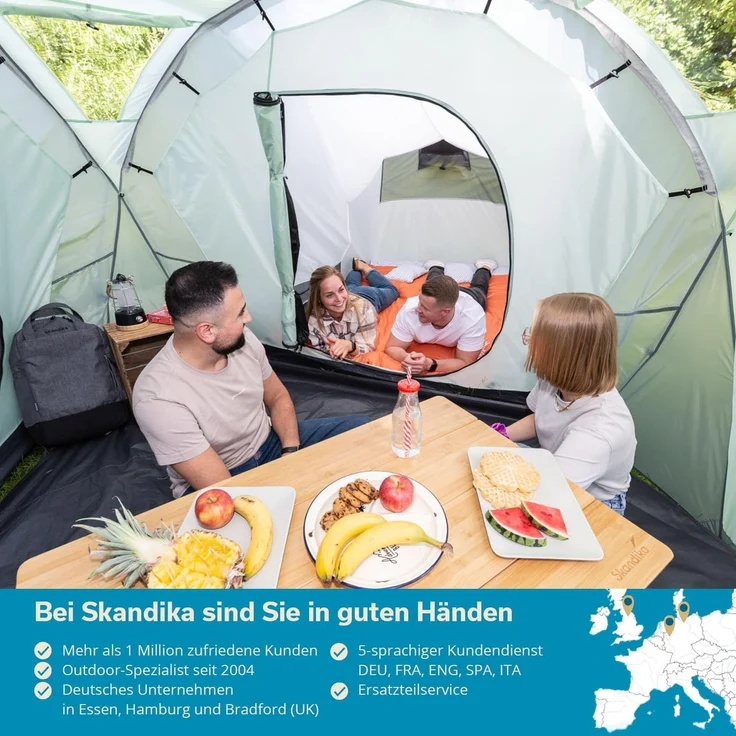 Skandika Campingtisch Tolja Bambus Falttisch mit Netzablage, 3-Fach höhenverstellbar (Netzablage (Klettbefestigung), Verstellbare Füße), Tragetasche, wetterfest, UV-beständig, Klapptisch für Garten, Balkon – Bild 7