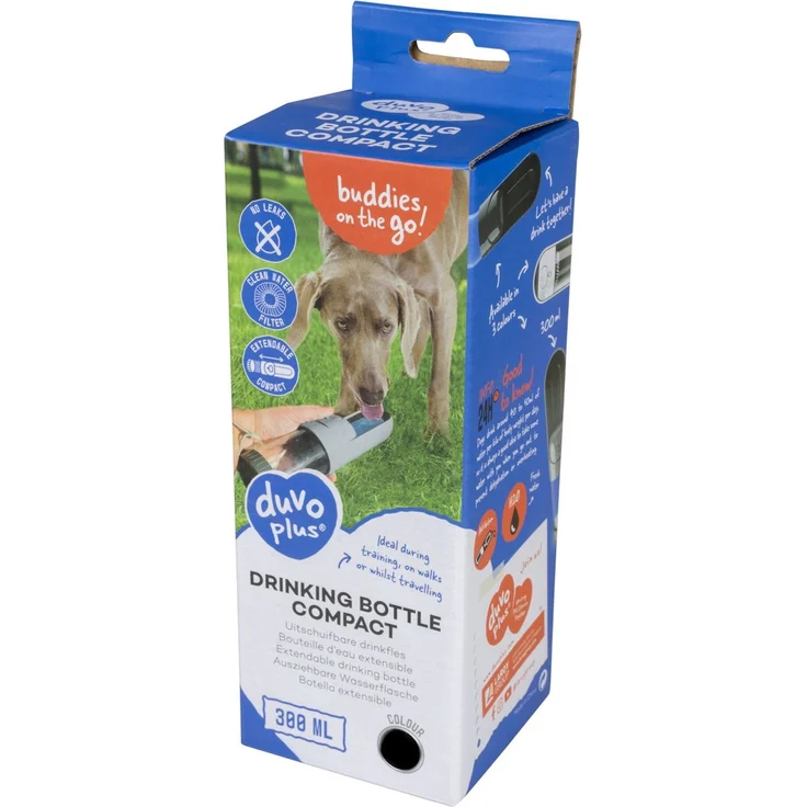 Duvo+ Wasserflasche Compact schwarz, 6,5 x 6,5 x 18,5 cm – Bild 2