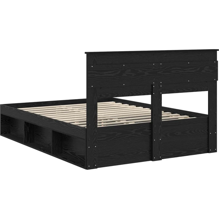 vidaXL Bettrahmen Schwarz 160 x 200 cm Massives Kiefernholz 3409736 – Bild 8
