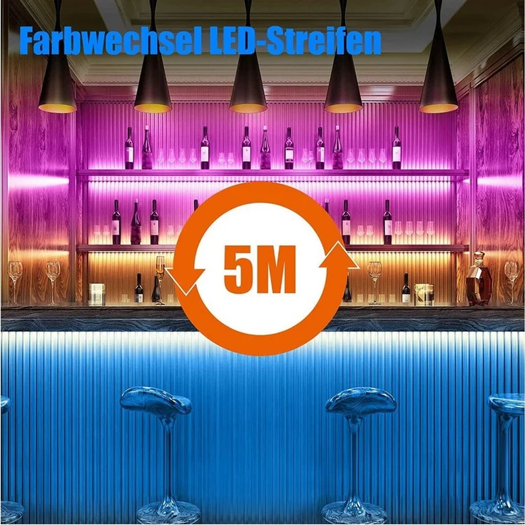TUWENA LED Stripe 5M RGB LED Streifen mit Fernbedienung Bluetooth Musik Sync Dimmbar – Bild 3