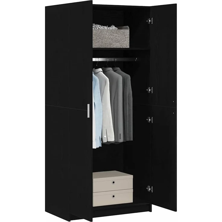 vidaXL Kleiderschrank mit Tür Schwarz Eichen-Optik 80 x 50,5 x 180 cm 3333855 – Bild 2