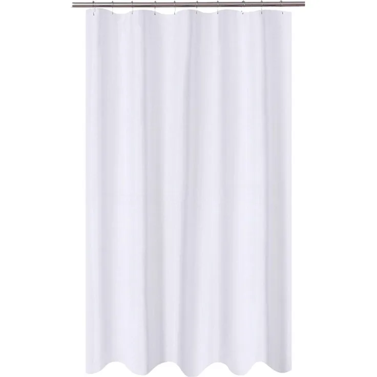 N&Y Home Duschvorhang aus Stoff, extra lang, Hotelqualität, waschbar, weiße Badezimmervorhänge mit Ösen, 137x203 cm