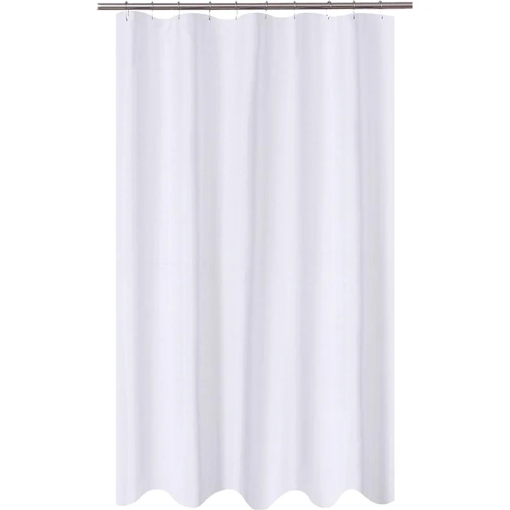 N&Y Home Duschvorhang aus Stoff, extra lang, Hotelqualität, waschbar, weiße Badezimmervorhänge mit Ösen, 137x203 cm