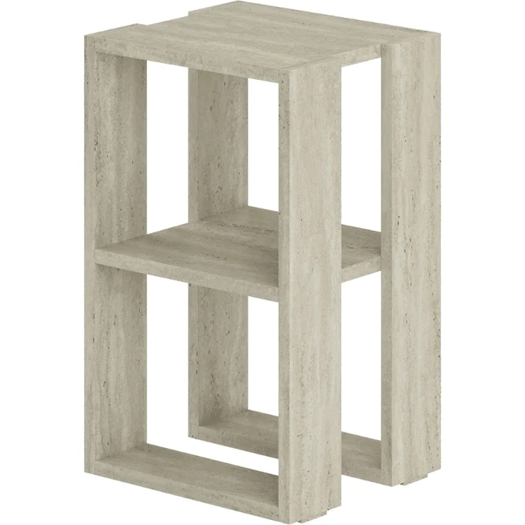 Calicosy Nachttisch mit 2 Regalböden, Travertin-Dekor H55 cm - LONIE - Beige – Bild 1