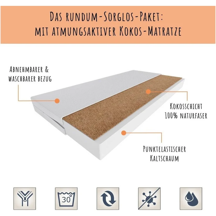 Kids Collective Kinderbett für Mädchen mit Matratze und Schublade & Lattenrost (70x140, 80x160 cm Jugendbett Einzelbett Komplettbett in weiß mit Pferd Motiv), Bett für Kinder Bett komplett Set Rausfallschutz Kinderbett 70x140 cm – Bild 3