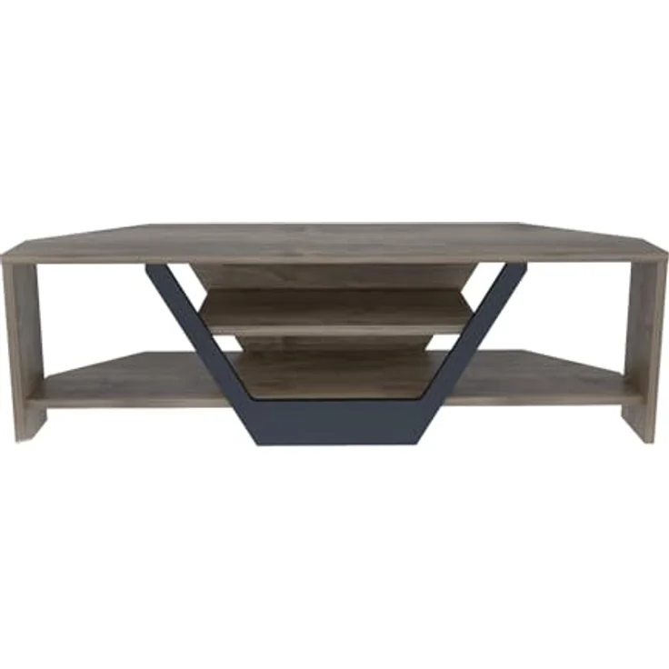 Hanah Home Stylish TV Stand, Walnut & Black, 120 x 35 x 36.8 cm | 100% Melamine Coated Particle Board, 18 mm Thick | Modern Design for Living Room & Entertainment Spaces – Bild 7