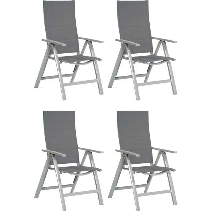 SunnySmart 4er-Set Garten-Klappsessel Concept Aluminium mit Polstertextilgewebe silber Gartenstuhl