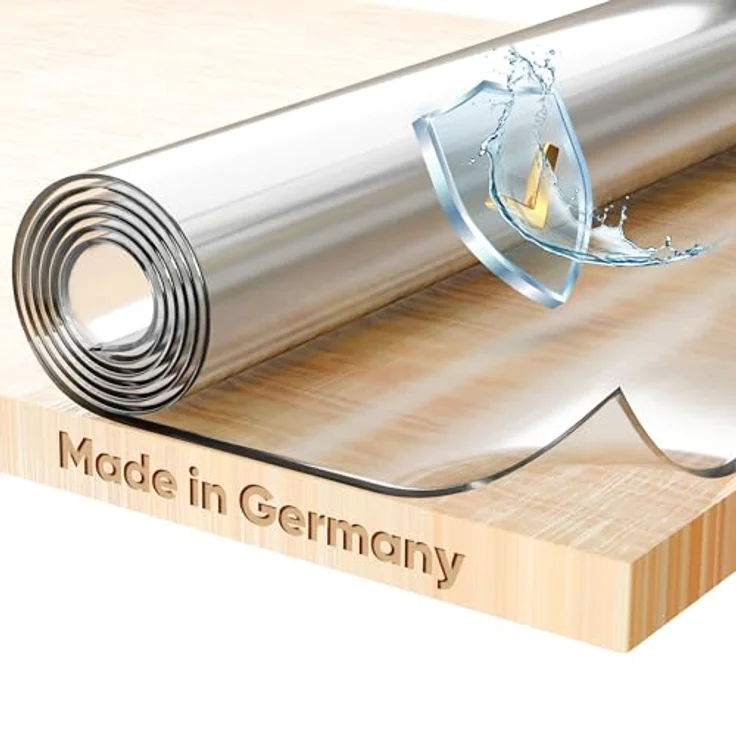 Glasklar Folie 2 mm + abgeschrägte Kante, Größe wählbar 45x140 cm, Wunschmaß transparente Tischdecke Tischschutz, Made in Germany – Bild 2