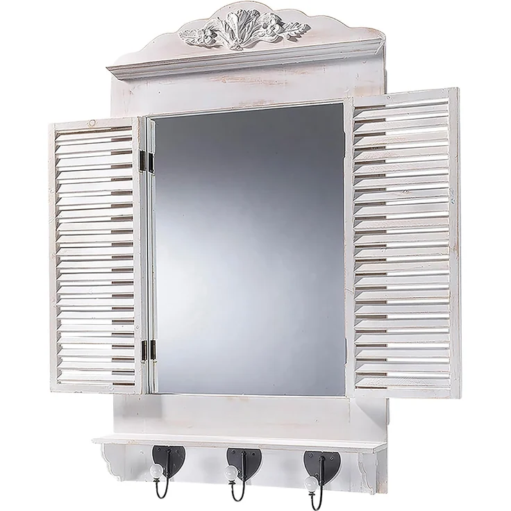 Kobolo Dekoobjekt Dekofenster mit Spiegel white vintage 90x54x12 cm – Bild 1