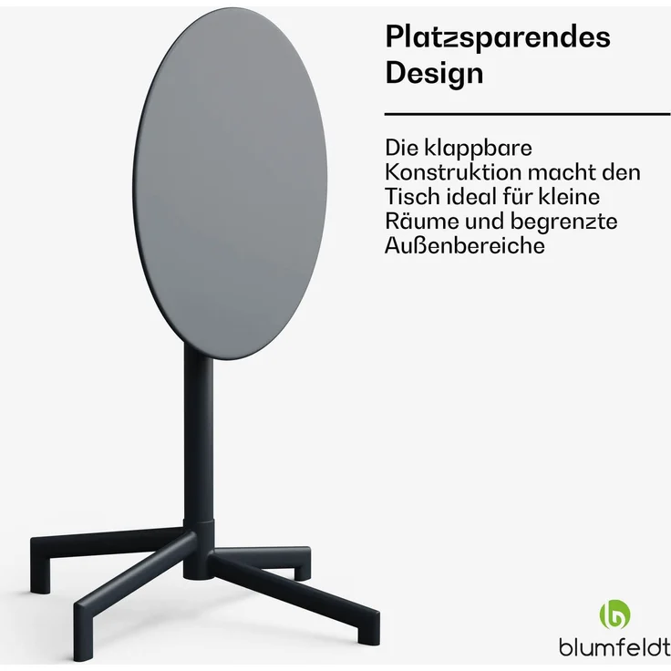 Blumfeldt Bistrotisch – 60 cm Rund Klappbar Outdoor-Tisch, Wetterfester Stahl, Platzsparend, Ideal für Garten, Balkon, Terrasse – Bild 6