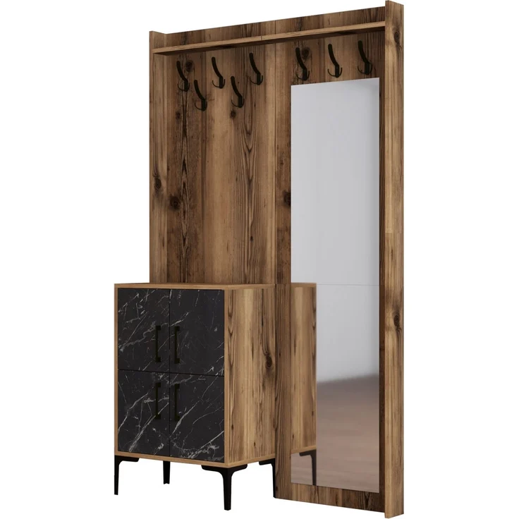 Skye Decor 'Berlin BC - Walnut, Black Marble' Garderobe, Walnuss / Schwarz, 120 x 200 x 35 cm – Bild 5