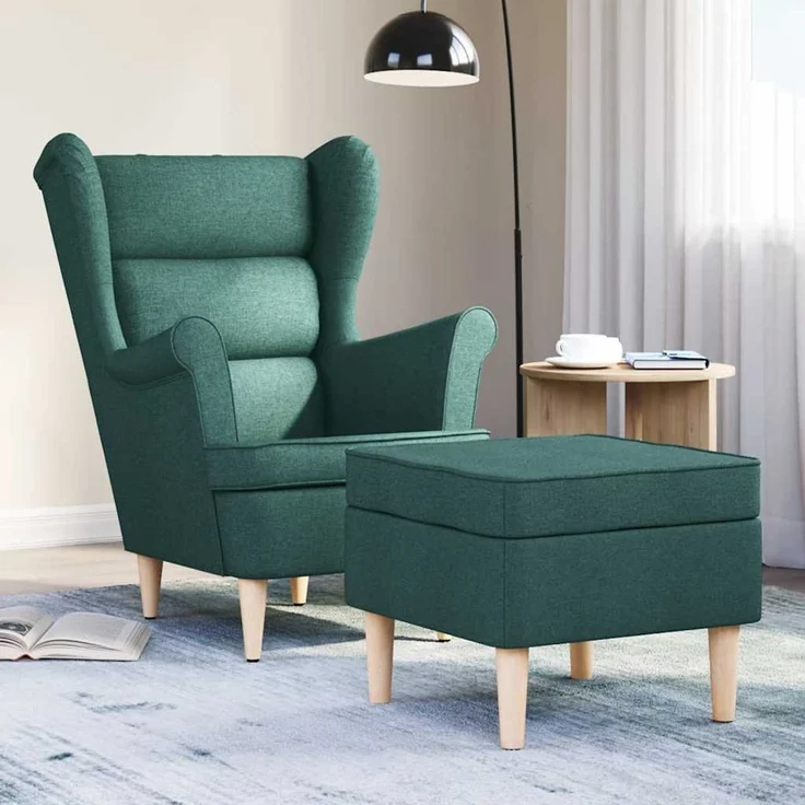 vidaXL Sessel mit Fußhocker Dunkelgrün Stoff 3307994 – Bild 1